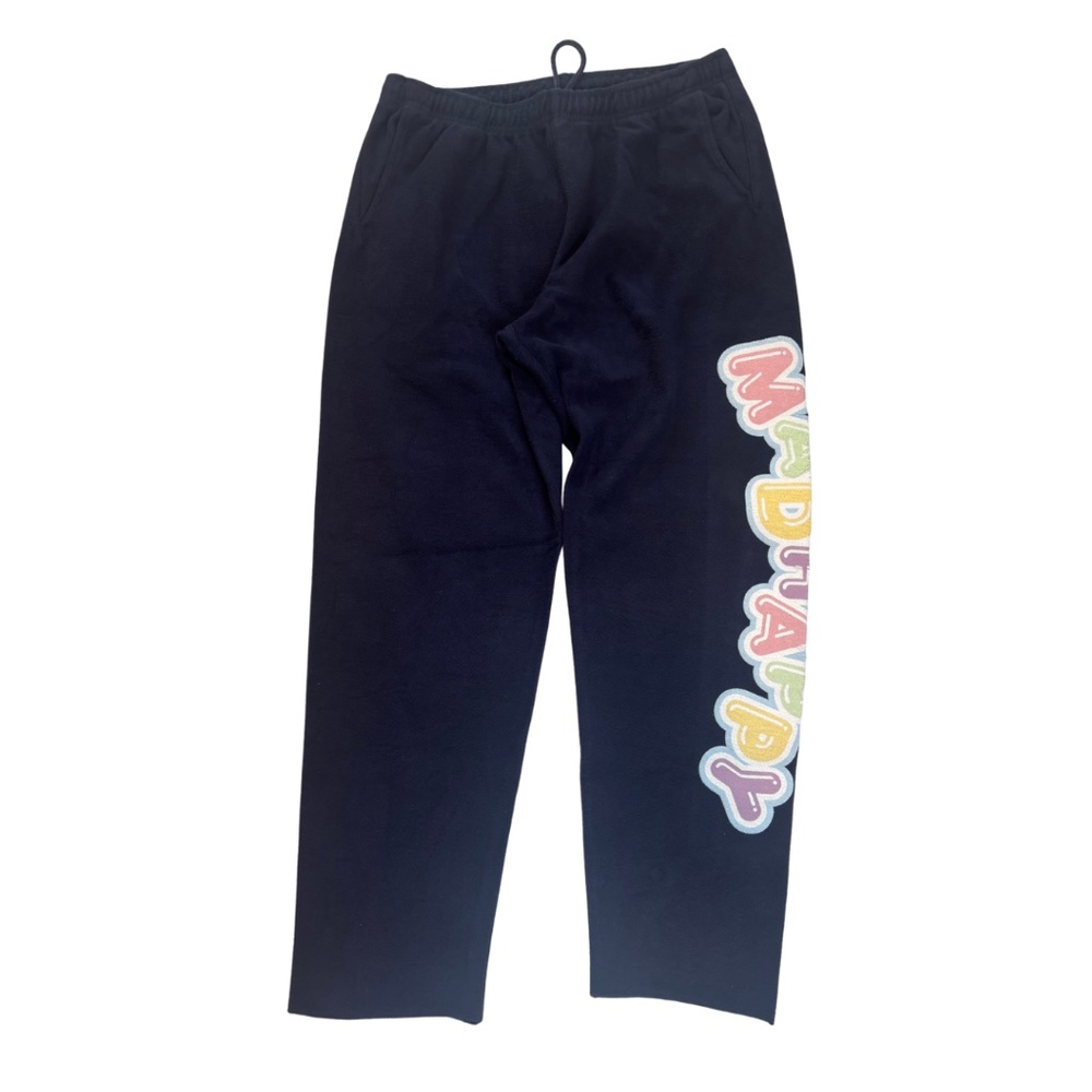 NWT Madhappy French Terry Sweatpants – Navy with Bubble Logo, Size M